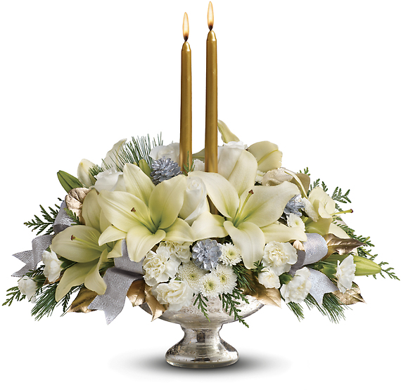 Teleflora\'s Silver And Gold Centerpiece